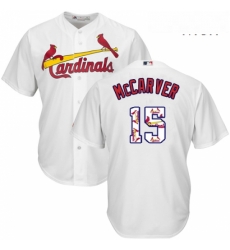 Mens Majestic St Louis Cardinals 15 Tim McCarver Authentic White Team Logo Fashion Cool Base MLB Jersey