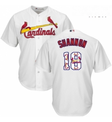 Mens Majestic St Louis Cardinals 18 Mike Shannon Authentic White Team Logo Fashion Cool Base MLB Jersey