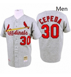 Mens Mitchell and Ness 1967 St Louis Cardinals 30 Orlando Cepeda Authentic Grey Throwback MLB Jersey