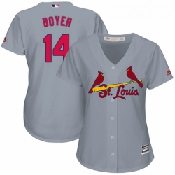 Womens Majestic St Louis Cardinals 14 Ken Boyer Replica Grey Road Cool Base MLB Jersey