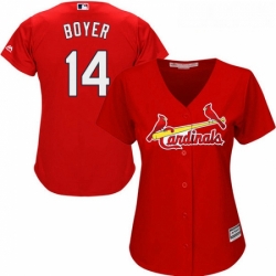 Womens Majestic St Louis Cardinals 14 Ken Boyer Replica Red Alternate Cool Base MLB Jersey