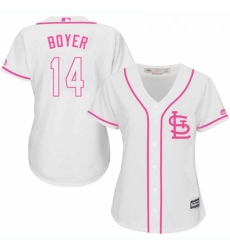 Womens Majestic St Louis Cardinals 14 Ken Boyer Replica White Fashion Cool Base MLB Jersey