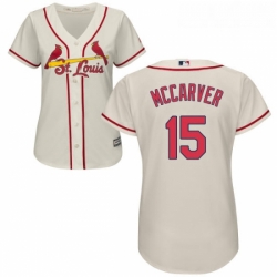 Womens Majestic St Louis Cardinals 15 Tim McCarver Replica Cream Alternate Cool Base MLB Jersey