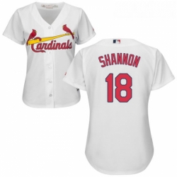 Womens Majestic St Louis Cardinals 18 Mike Shannon Authentic White Home Cool Base MLB Jersey