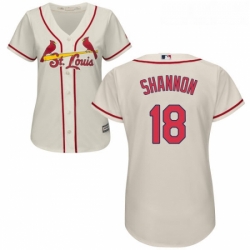 Womens Majestic St Louis Cardinals 18 Mike Shannon Replica Cream Alternate Cool Base MLB Jersey