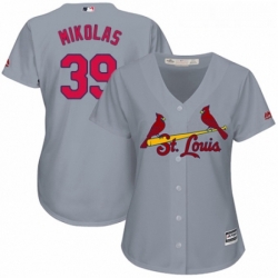 Womens Majestic St Louis Cardinals 39 Miles Mikolas Replica Grey Road Cool Base MLB Jersey 