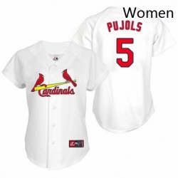 Womens Majestic St Louis Cardinals 5 Albert Pujols Authentic White MLB Jersey