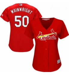 Womens Majestic St Louis Cardinals 50 Adam Wainwright Replica Red Alternate Cool Base MLB Jersey