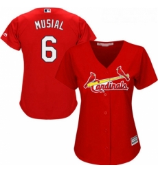 Womens Majestic St Louis Cardinals 6 Stan Musial Authentic Red Alternate Cool Base MLB Jersey