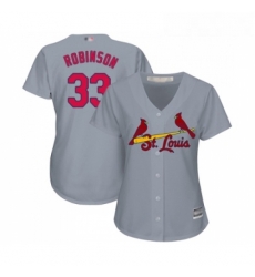 Womens St Louis Cardinals 33 Drew Robinson Replica Grey Road Cool Base Baseball Jersey 