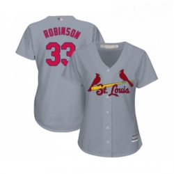 Womens St Louis Cardinals 33 Drew Robinson Replica Grey Road Cool Base Baseball Jersey 