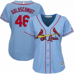 Womens St Louis Cardinals 46 Paul Goldschmidt Majestic Horizon Blue Cool Base Player Jersey