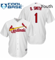 Youth Majestic St Louis Cardinals 1 Ozzie Smith Replica White Home Cool Base MLB Jersey