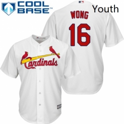 Youth Majestic St Louis Cardinals 16 Kolten Wong Authentic White Home Cool Base MLB Jersey