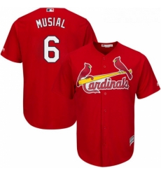 Youth Majestic St Louis Cardinals 6 Stan Musial Replica Red Alternate Cool Base MLB Jersey