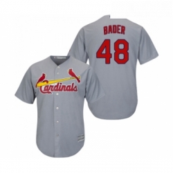 Youth St Louis Cardinals 48 Harrison Bader Replica Grey Road Cool Base Baseball Jersey 