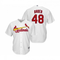 Youth St Louis Cardinals 48 Harrison Bader Replica White Home Cool Base Baseball Jersey 