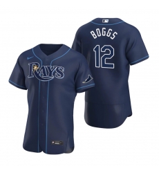 Men Tampa Bay Rays 12 Wade Boggs Men Nike Navy Alternate 2020 Flex Base Team MLB Jersey