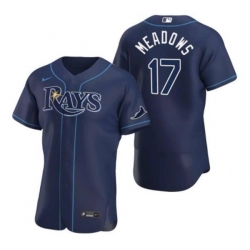 Men Tampa Bay Rays 17 Austin Meadows Navy Flex Base Stitched Jersey