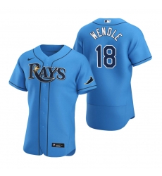 Men Tampa Bay Rays 18 Joey Wendle Men Nike Light Blue Alternate 2020 Flex Base Player MLB Jersey