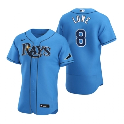 Men Tampa Bay Rays 8 Brandon Lowe Men Nike Light Blue Alternate 2020 Flex Base Player MLB Jersey