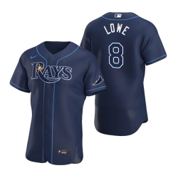 Men Tampa Bay Rays 8 Brandon Lowe Men Nike Navy Alternate 2020 Flex Base Team MLB Jersey