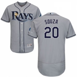 Mens Majestic Tampa Bay Rays 20 Steven Souza Grey Road Flex Base Authentic Collection MLB Jersey