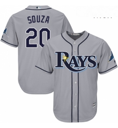 Mens Majestic Tampa Bay Rays 20 Steven Souza Replica Grey Road Cool Base MLB Jersey