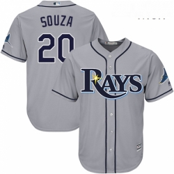 Mens Majestic Tampa Bay Rays 20 Steven Souza Replica Grey Road Cool Base MLB Jersey