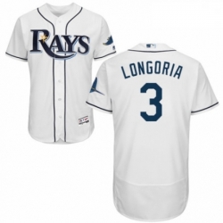 Mens Majestic Tampa Bay Rays 3 Evan Longoria White Home Flex Base Authentic Collection MLB Jersey