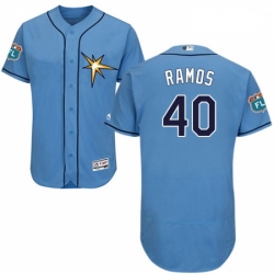 Mens Majestic Tampa Bay Rays 40 Wilson Ramos Light Blue Flexbase Authentic Collection MLB Jersey