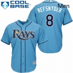 Mens Majestic Tampa Bay Rays 8 Rob Refsnyder Replica Light Blue Alternate 2 Cool Base MLB Jersey 