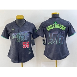 Women Tampa Bay Rays 56 Randy Arozarena Charcoal 2024 City Connect Limited Stitched Baseball Jersey 1