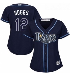 Womens Majestic Tampa Bay Rays 12 Wade Boggs Authentic Navy Blue Alternate Cool Base MLB Jersey