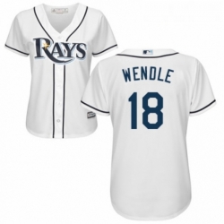 Womens Majestic Tampa Bay Rays 18 Joey Wendle Replica White Home Cool Base MLB Jersey 