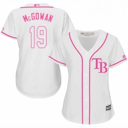 Womens Majestic Tampa Bay Rays 19 Dustin McGowan Authentic White Fashion Cool Base MLB Jersey 