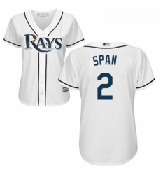 Womens Majestic Tampa Bay Rays 2 Denard Span Authentic White Home Cool Base MLB Jersey 