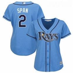 Womens Majestic Tampa Bay Rays 2 Denard Span Replica Light Blue Alternate 2 Cool Base MLB Jersey 