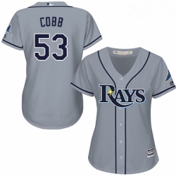 Womens Majestic Tampa Bay Rays 53 Alex Cobb Authentic Grey Road Cool Base MLB Jersey