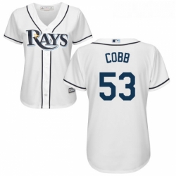 Womens Majestic Tampa Bay Rays 53 Alex Cobb Replica White Home Cool Base MLB Jersey