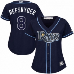 Womens Majestic Tampa Bay Rays 8 Rob Refsnyder Authentic Navy Blue Alternate Cool Base MLB Jersey 