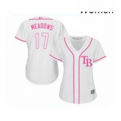 Womens Tampa Bay Rays 17 Austin Meadows Replica White Home Cool Base Baseball Jersey 