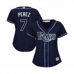 Womens Tampa Bay Rays 7 Michael Perez Replica Navy Blue Alternate Cool Base Baseball Jersey 