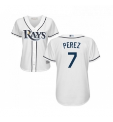 Womens Tampa Bay Rays 7 Michael Perez Replica White Home Cool Base Baseball Jersey 