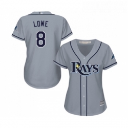 Womens Tampa Bay Rays 8 Brandon Lowe Replica Grey Road Cool Base Baseball Jersey 