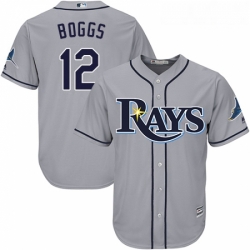 Youth Majestic Tampa Bay Rays 12 Wade Boggs Authentic Grey Road Cool Base MLB Jersey