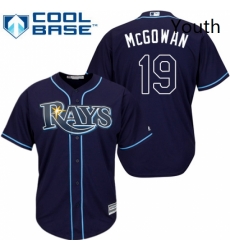 Youth Majestic Tampa Bay Rays 19 Dustin McGowan Replica Navy Blue Alternate Cool Base MLB Jersey 