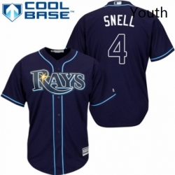 Youth Majestic Tampa Bay Rays 4 Blake Snell Replica Navy Blue Alternate Cool Base MLB Jersey 