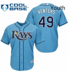 Youth Majestic Tampa Bay Rays 49 Jonny Venters Replica Light Blue Alternate 2 Cool Base MLB Jersey 