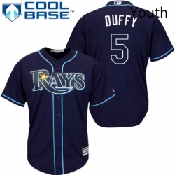 Youth Majestic Tampa Bay Rays 5 Matt Duffy Authentic Navy Blue Alternate Cool Base MLB Jersey